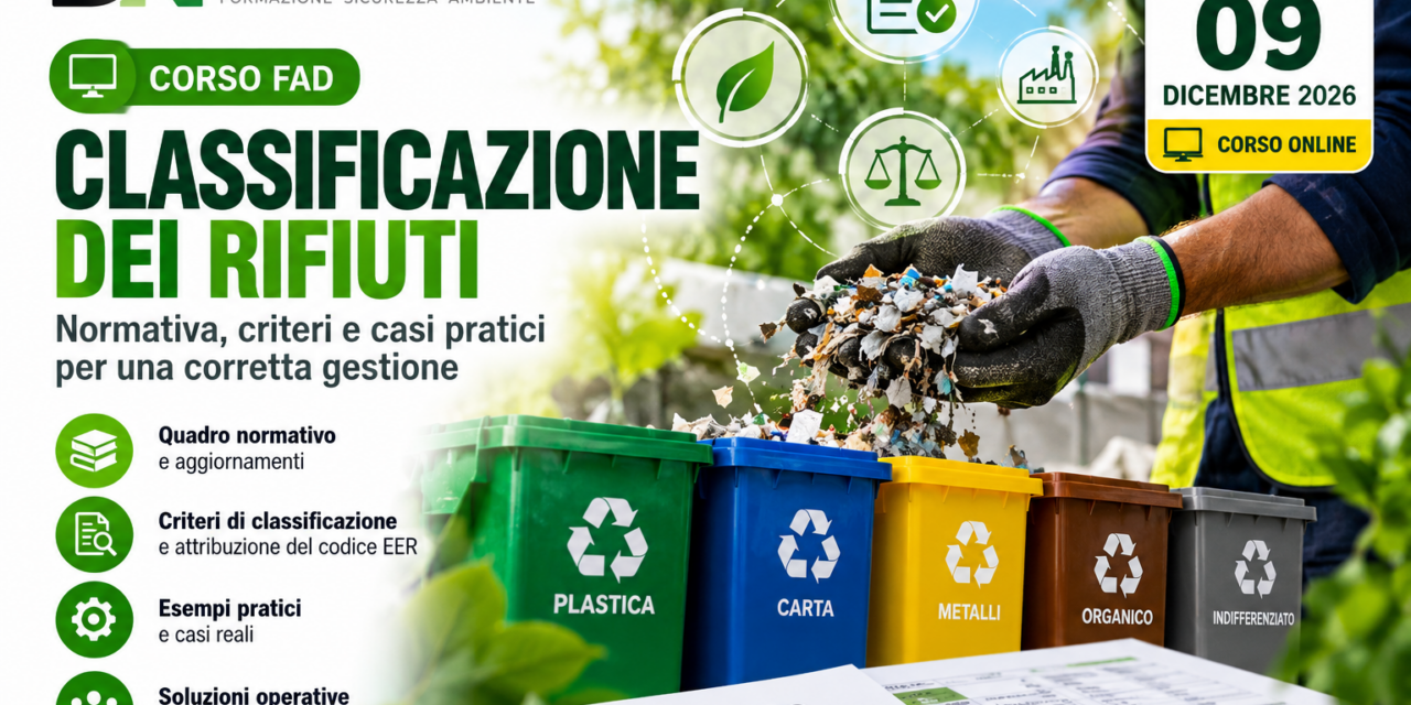 CORSO FAD – CLASSIFICAZIONE RIFIUTI – Le Linee guida SNPA, dal campionamento al giudizio di classificazione