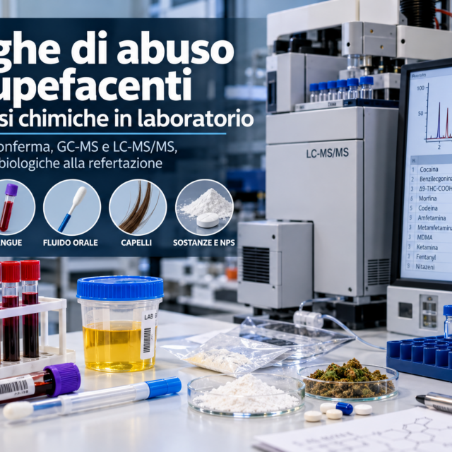 Droghe di abuso e stupefacenti: analisi chimiche, GC-MS e LC-MS/MS