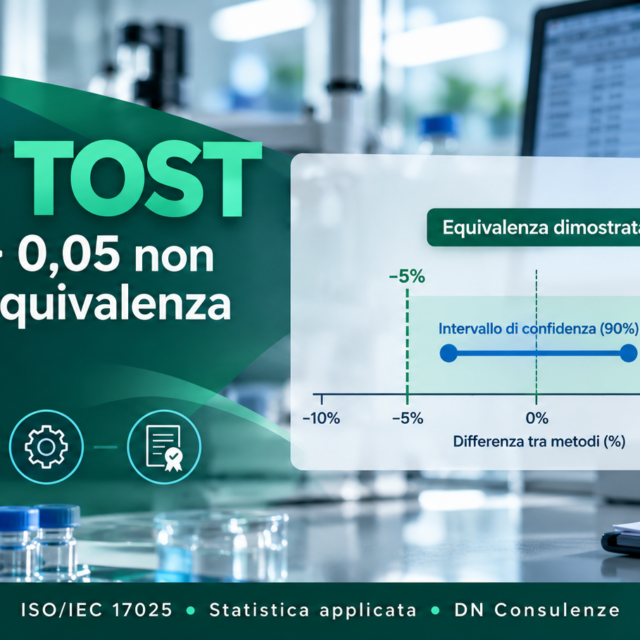 Test TOST nei laboratori ISO/IEC 17025: perché p > 0,05 non dimostra equivalenza tra metodi